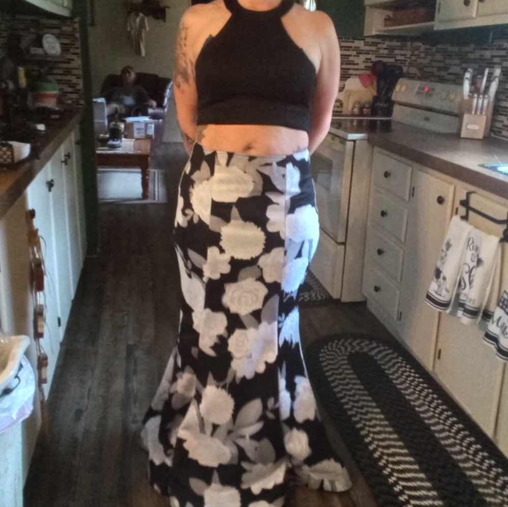 Floral Black and White Women's Skirt